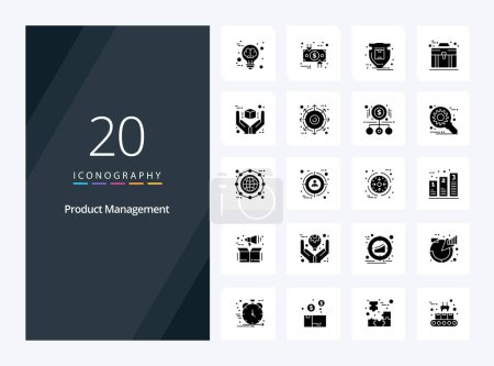 Ilustración de 20 icono de glifo sólido de gestión de productos para la presentación - Imagen libre de derechos