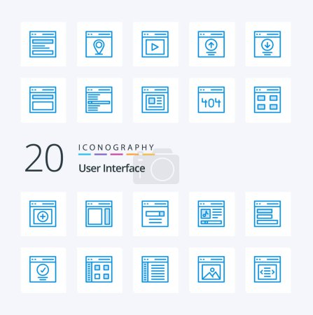 Ilustración de 20 Interfaz de usuario Icono de color azul Pack como mapa comunicación barra lateral usuario héroe - Imagen libre de derechos