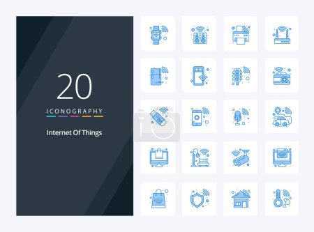 Illustration for 20 Internet Of Things Blue Color icon for presentation - Royalty Free Image