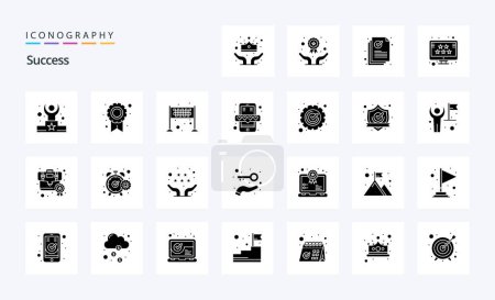 Illustration for 25 Sucess Solid Glyph icon pack - Royalty Free Image