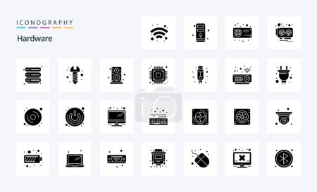 Illustration for 25 Hardware Solid Glyph icon pack - Royalty Free Image