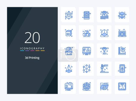 Ilustración de 20 Impresión 3d icono de color azul para la presentación - Imagen libre de derechos
