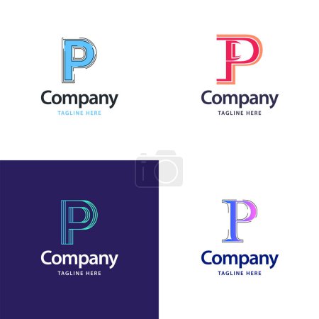Ilustración de Letra P Big Logo Pack Design. Diseño de logos modernos creativos para su negocio - Imagen libre de derechos