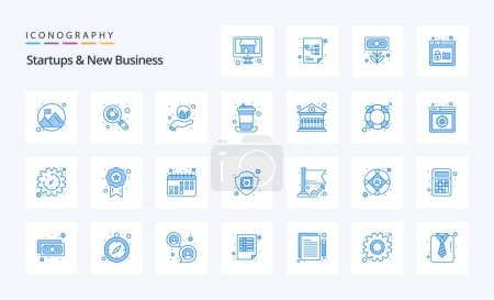 Illustration for 25 Startups And New Business Blue icon pack - Royalty Free Image