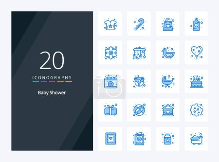 Ilustración de 20 Baby Shower icono de color azul para la presentación - Imagen libre de derechos