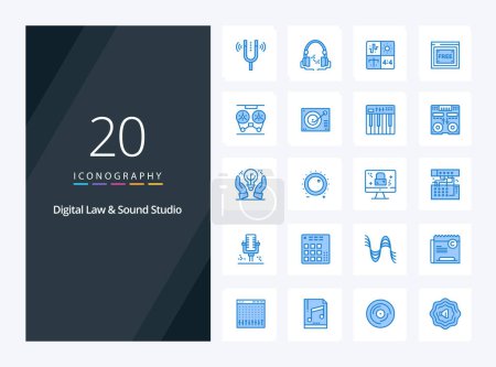 Illustration for 20 Digital Law And Sound Studio Blue Color icon for presentation - Royalty Free Image