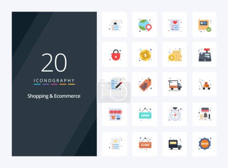 Illustration for 20 Shopping  Ecommerce Flat Color icon for presentation - Royalty Free Image