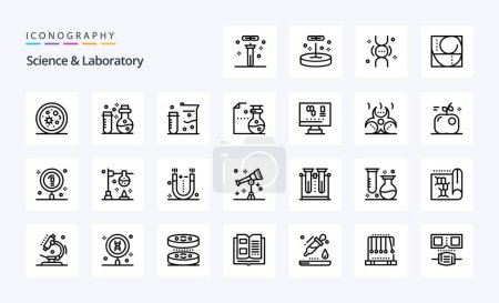 Ilustración de 25 paquete de iconos de Science Line - Imagen libre de derechos
