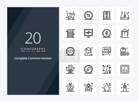 Illustration for 20 Complete Common Version Outline icon for presentation - Royalty Free Image