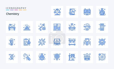 Illustration for 25 Chemistry Blue icon pack - Royalty Free Image