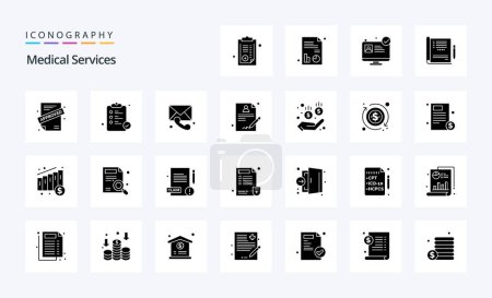Illustration for 25 Medical Services Solid Glyph icon pack - Royalty Free Image