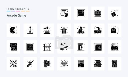 Illustration for 25 Arcade Solid Glyph icon pack - Royalty Free Image