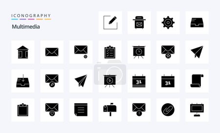 Ilustración de 25 Paquete de iconos de glifos sólidos multimedia - Imagen libre de derechos