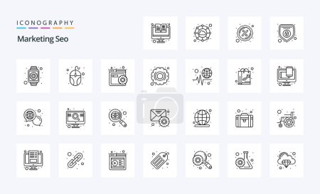 Ilustración de Paquete de iconos de Marketing Seo Line - Imagen libre de derechos