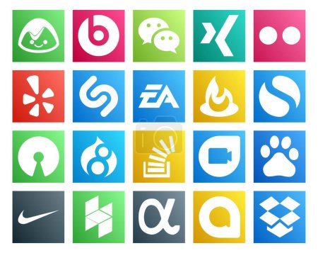 Illustration for 20 Social Media Icon Pack Including stock. stockoverflow. electronics arts. drupal. simple - Royalty Free Image