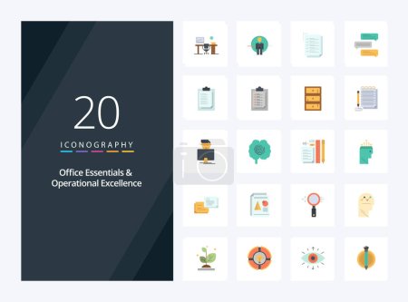 Illustration for 20 Office Essentials And Operational Exellence Flat Color icon for presentation - Royalty Free Image