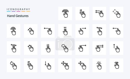 Téléchargez les illustrations : Pack d'icônes 25 gestes de la main - en licence libre de droit