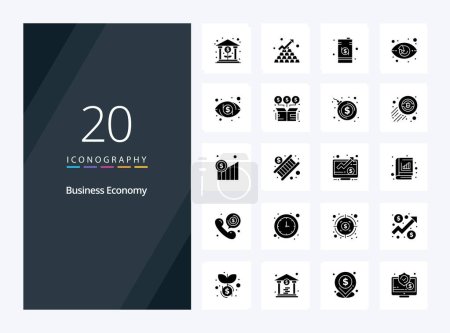 Ilustración de 20 icono de glifo sólido de economía para la presentación - Imagen libre de derechos