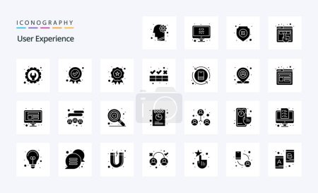 Illustration for 25 User Experience Solid Glyph icon pack - Royalty Free Image