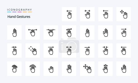 Ilustración de Paquete de iconos de 25 gestos de mano - Imagen libre de derechos