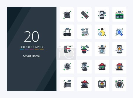 Illustration for 20 Smart Home line Filled icon for presentation - Royalty Free Image