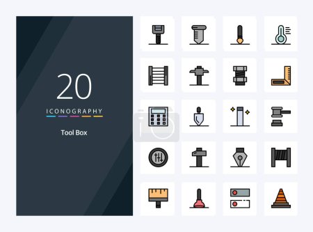 Ilustración de 20 Línea de herramientas Icono de relleno para presentación - Imagen libre de derechos