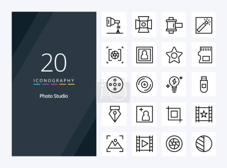 Ilustración de 20 Photo Studio Icono de esquema para la presentación - Imagen libre de derechos
