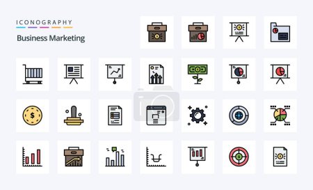 Téléchargez les illustrations : Pack d'icônes 25 Business Marketing Line Filled Style - en licence libre de droit