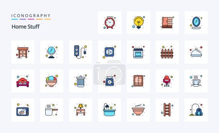 Illustration for 25 Home Stuff Line Filled Style icon pack - Royalty Free Image