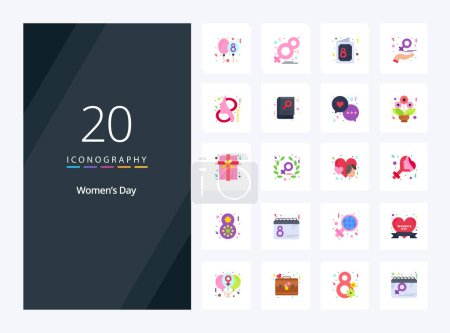 Ilustración de 20 Womens Day Flat Color icono para la presentación - Imagen libre de derechos