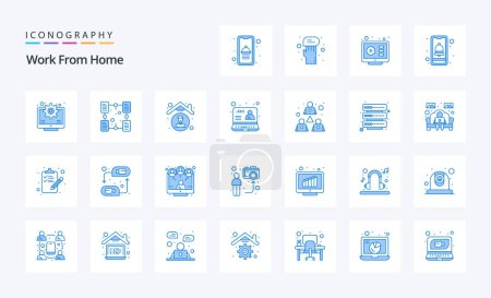 Illustration for 25 Work From Home Blue icon pack - Royalty Free Image