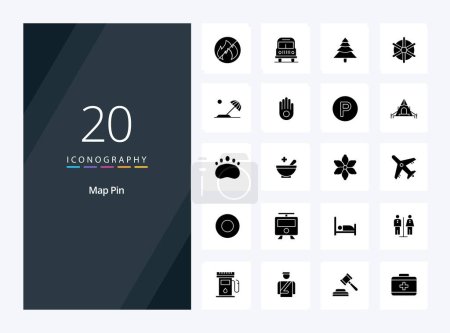 Photo for 20 Map Pin Solid Glyph icon for presentation - Royalty Free Image