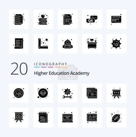 Ilustración de 20 Academia de Glifos Sólidos icono Pack como pizarra de educación de la pizarra de contabilidad en línea - Imagen libre de derechos