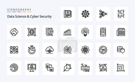 Illustration for 25 Data Science And Cyber Security Line icon pack - Royalty Free Image