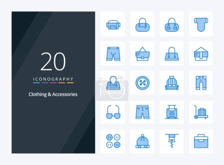Illustration for 20 Clothing  Accessories Blue Color icon for presentation - Royalty Free Image