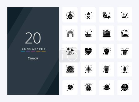 Illustration for 20 Canada Solid Glyph icon for presentation - Royalty Free Image