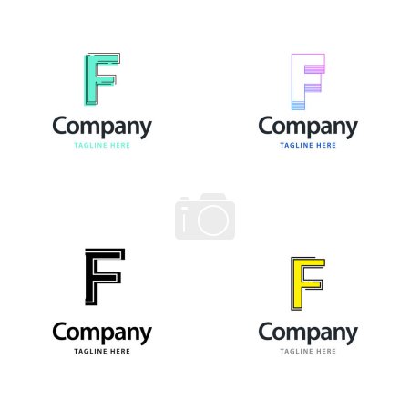 Ilustración de Letra F Big Logo Pack Design. Diseño de logos modernos creativos para su negocio - Imagen libre de derechos