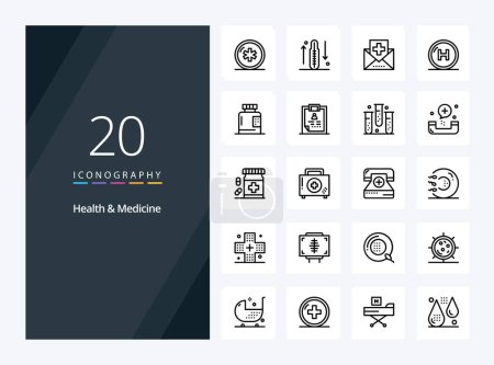 Téléchargez les illustrations : 20 Médecine de la santé Aperçu icône pour la présentation - en licence libre de droit