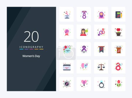 Illustration for 20 Womens Day Flat Color icon for presentation - Royalty Free Image