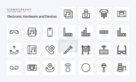 Illustration for 25 Devices Line icon pack - Royalty Free Image