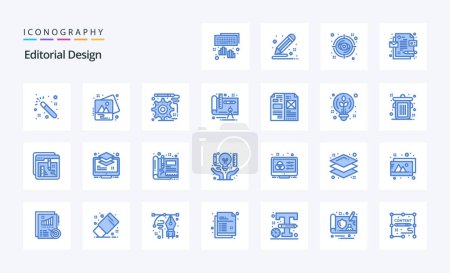 Illustration for 25 Editorial Design Blue icon pack - Royalty Free Image