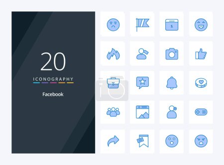 Ilustración de 20 icono de color azul de Facebook para la presentación - Imagen libre de derechos