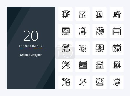 Illustration for 20 Graphic Designer Outline icon for presentation - Royalty Free Image