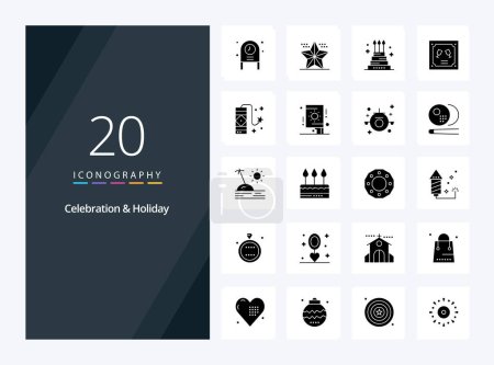 Illustration for 20 Celebration  Holiday Solid Glyph icon for presentation - Royalty Free Image