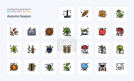 Ilustración de 25 Otoño línea llena icono de estilo pack - Imagen libre de derechos