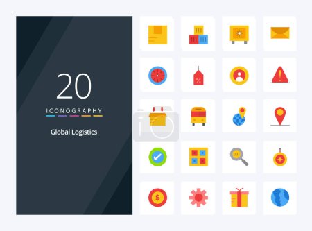 Téléchargez les illustrations : 20 Global Logistics Icône couleur plate pour la présentation - en licence libre de droit