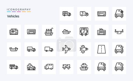 Ilustración de 25 Vehículos Línea icono paquete - Imagen libre de derechos