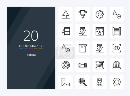 Illustration for 20 Tools Outline icon for presentation - Royalty Free Image