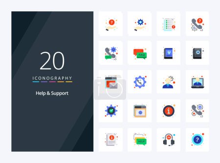 Ilustración de 20 Ayuda y apoyo icono de color plano para la presentación - Imagen libre de derechos