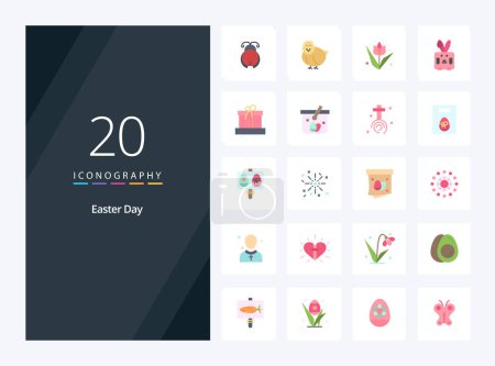 Ilustración de 20 icono de color plano de Pascua para la presentación - Imagen libre de derechos